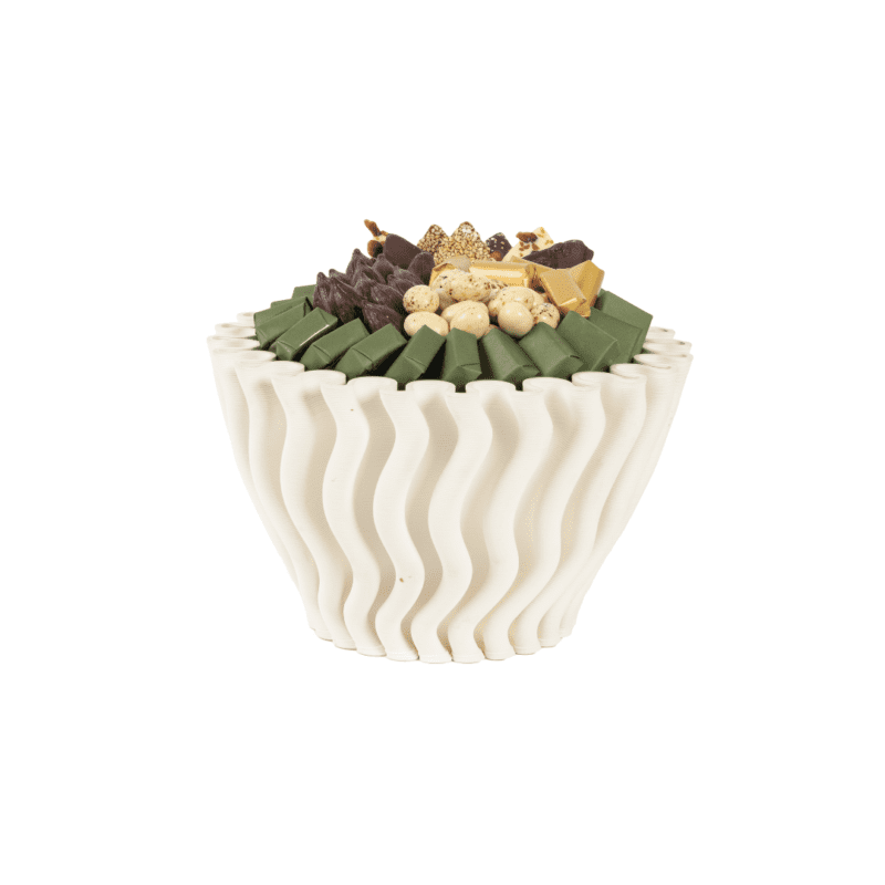 POT PLISSE BLANC Pm avec 1500g de chocolats