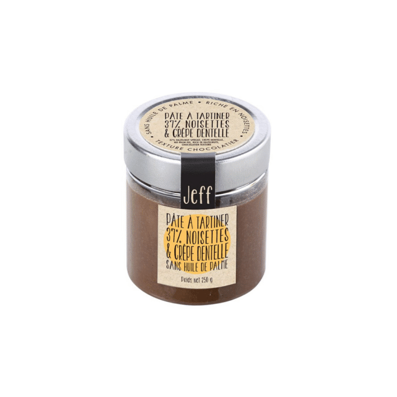 Pot de pâte à tartiner noisettes et crêpe dentelle