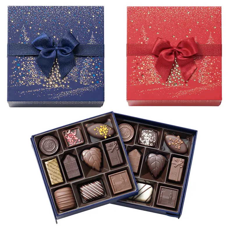 Boite cube forêt enneigée 20 Chocolats Assortis