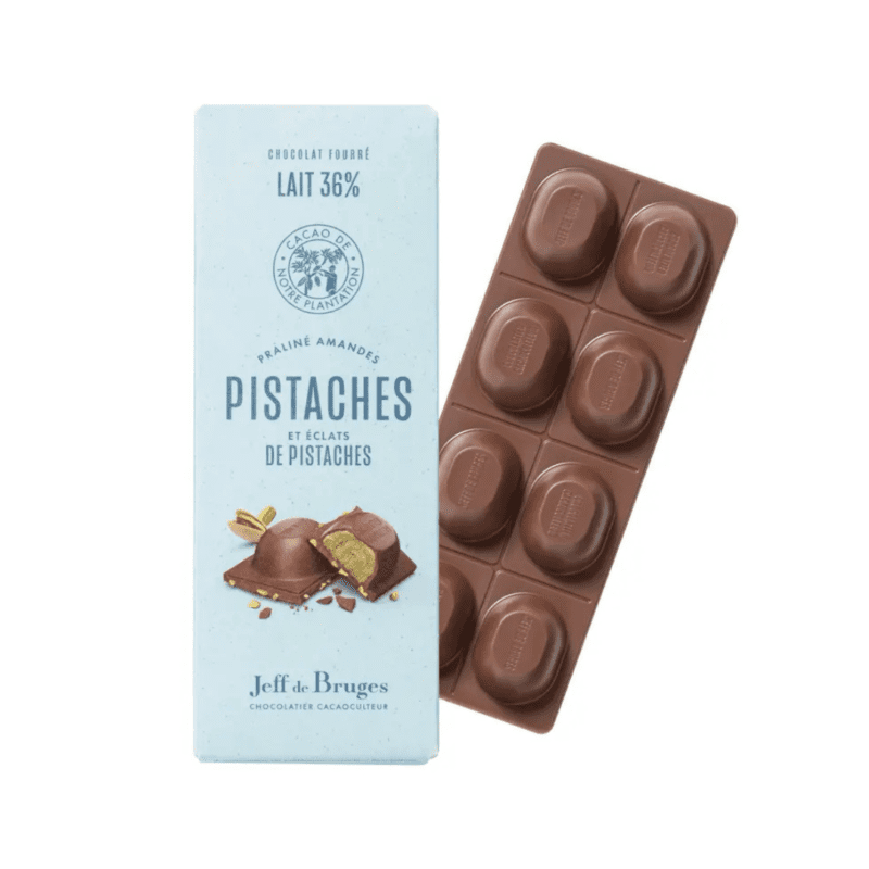 Tablette Nº16 chocolat au lait 36% de cacao praliné amandes et pistaches