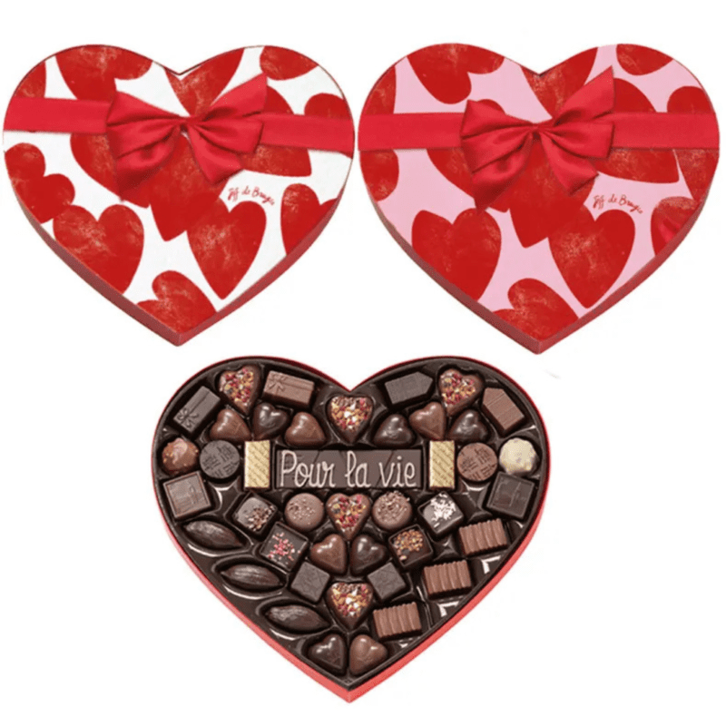 Grande boite coeur chocolats Saint-Valentin et sa barre de chocolat