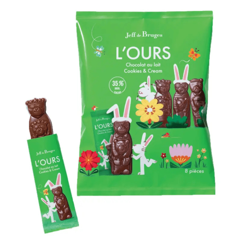 Sachet 8 ours individuels chocolat au lait cookies & cream