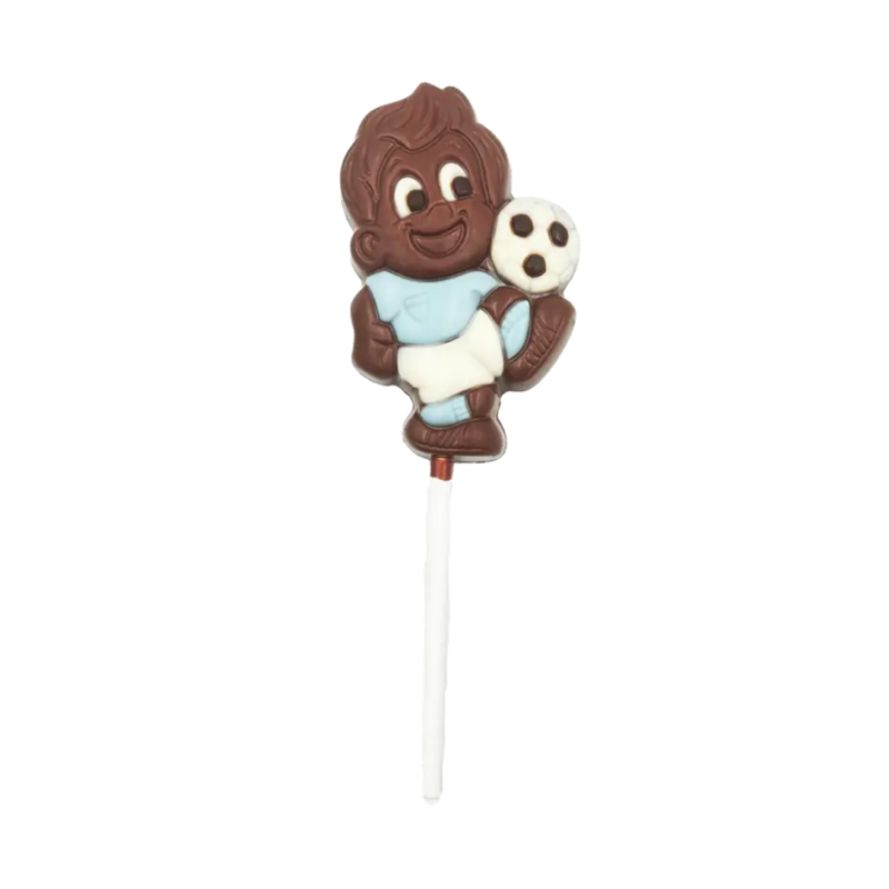 Sucette footballeur en chocolat au lait
